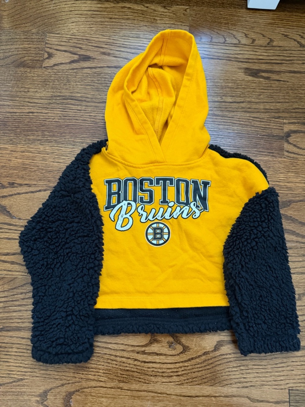 Boston Bruins Kids' Pullover Crop Hoodie - Yellow & Black